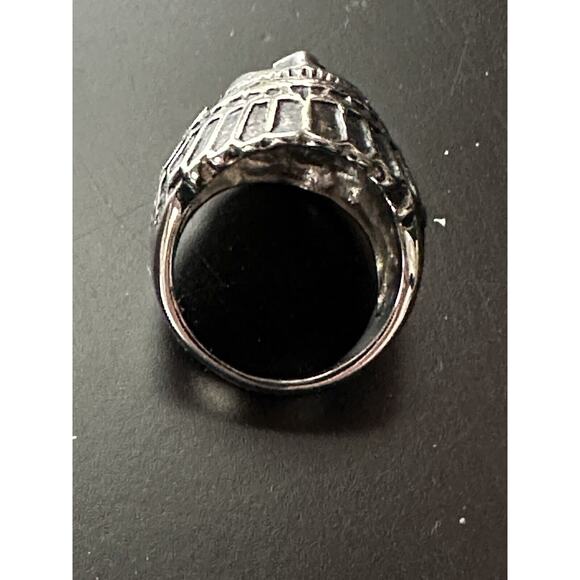 Indian Head Ring Native American Chief Antiqued Silver Tone Adult Size 8 - Picture 6 of 7